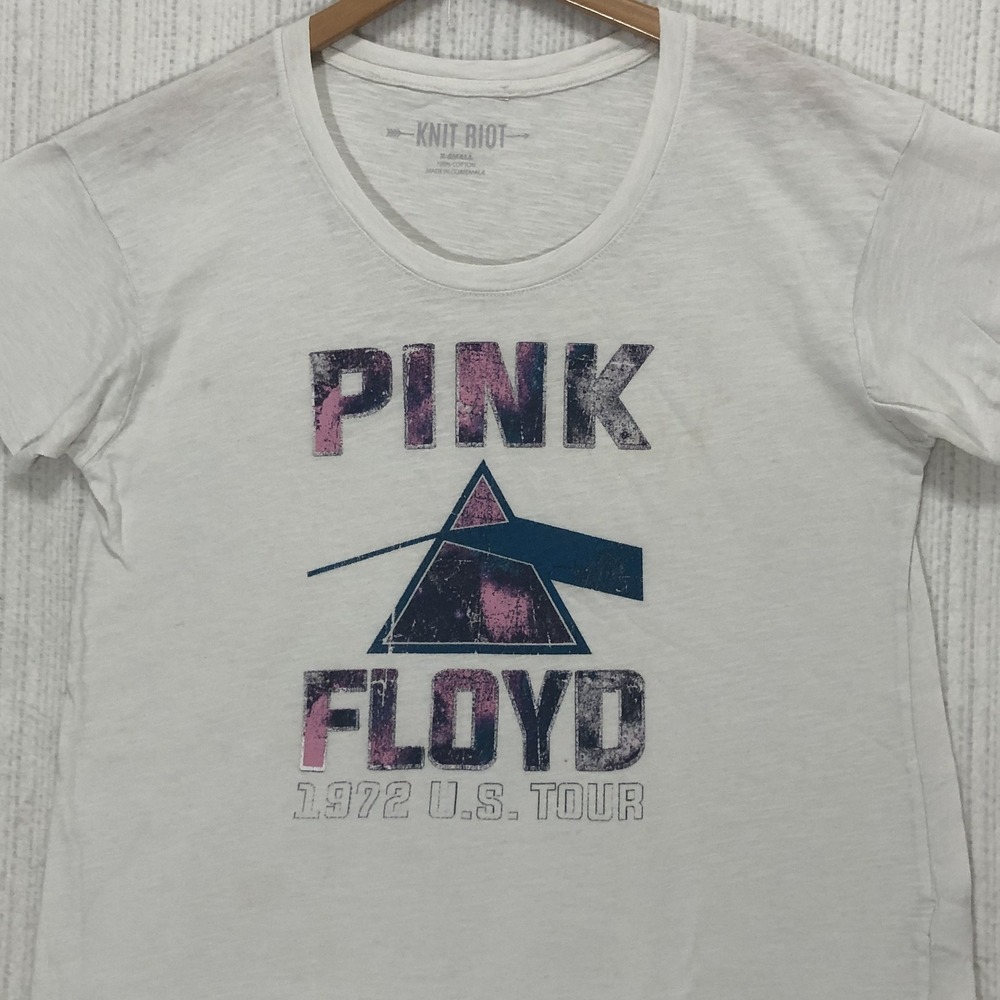 Knit Riot Pink Floyd 1972 US Tour Graphic T-Shirt White Slub Cotton XS